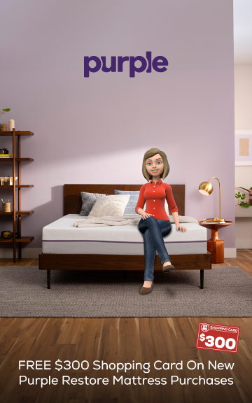 Free $300 shopping card on new Purple Restore mattress purchases
