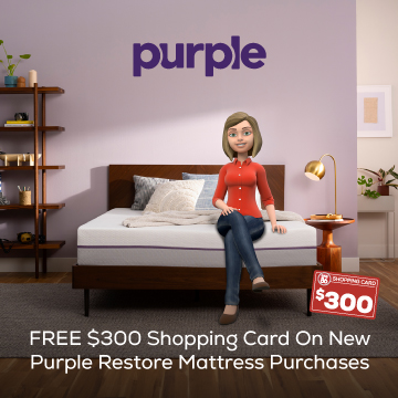 Free $300 shopping card on new Purple Restore mattress purchases